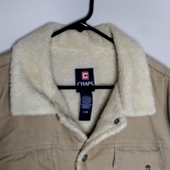 Chaps Corduroy Sherpa-Lined Trucker Jacket L Tan - Picture 4 of 8